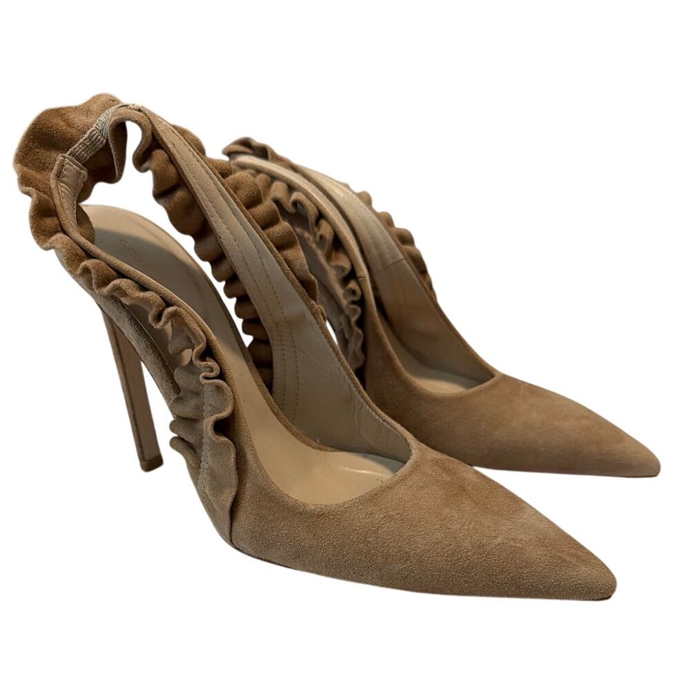 Good American The Show Off Slingback Pump Heel GA029S-E Suede Nude Size 8 - Picture 2 of 7
